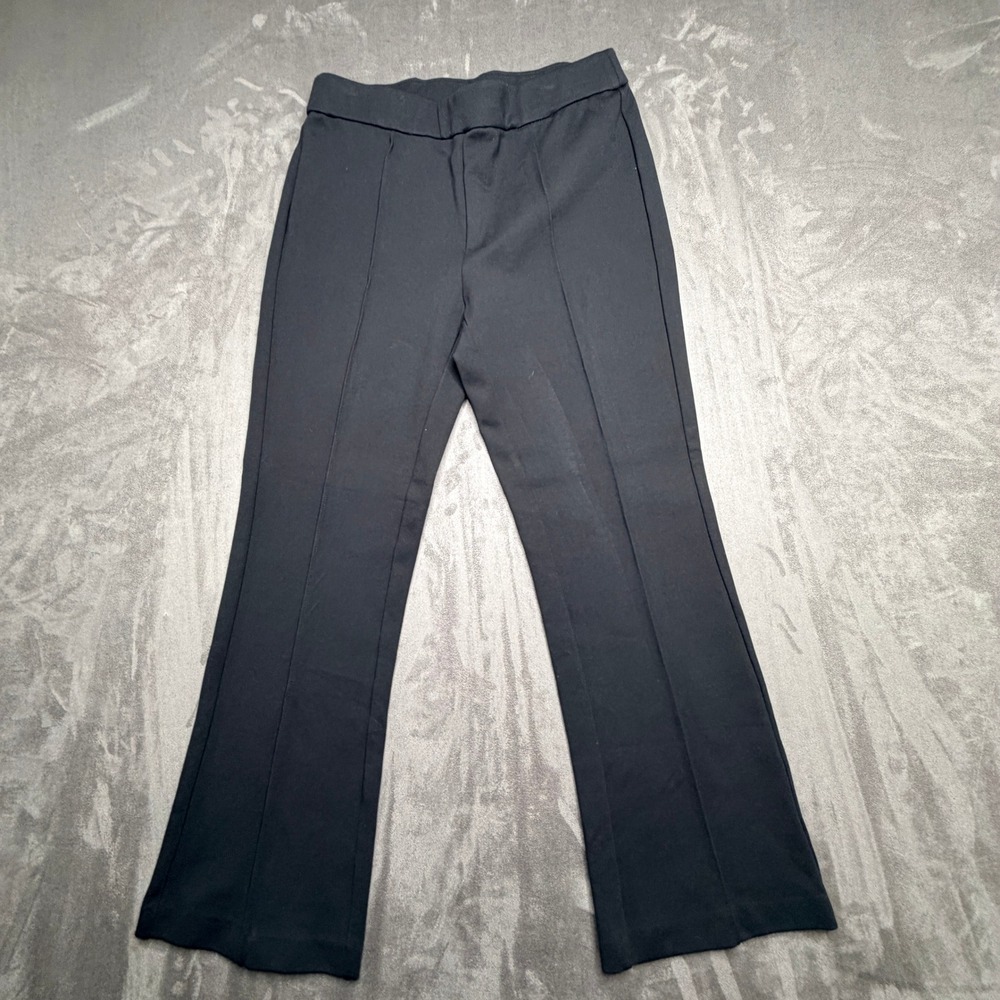 J.Crew Flare Pants Womens Sz 6 Black Pintuck Seam Pull On Stretch Workwear